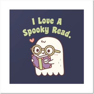 Cute Ghost I Love A Spooky Read Funny Posters and Art